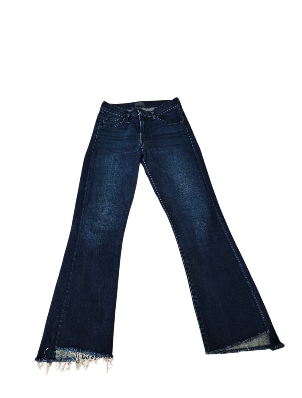 Mother The Insider Crop Step Fray Dark Blue Jeans - 25 Raw Hem